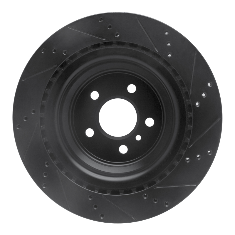 Mercedes-Benz GL350 Brake Rotor (1) - Rear Left - R1 Concepts - Drilled & Slotted - Black - `13-`19